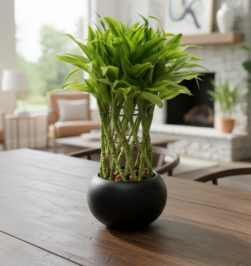 Lucky Bamboo Gold in Black Pot | #P-931 - Image 2