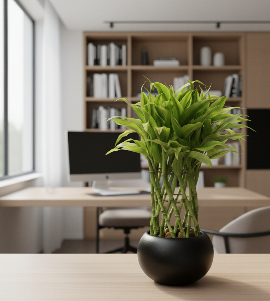 Lucky Bamboo Gold in Black Pot | #P-931 - Image 4