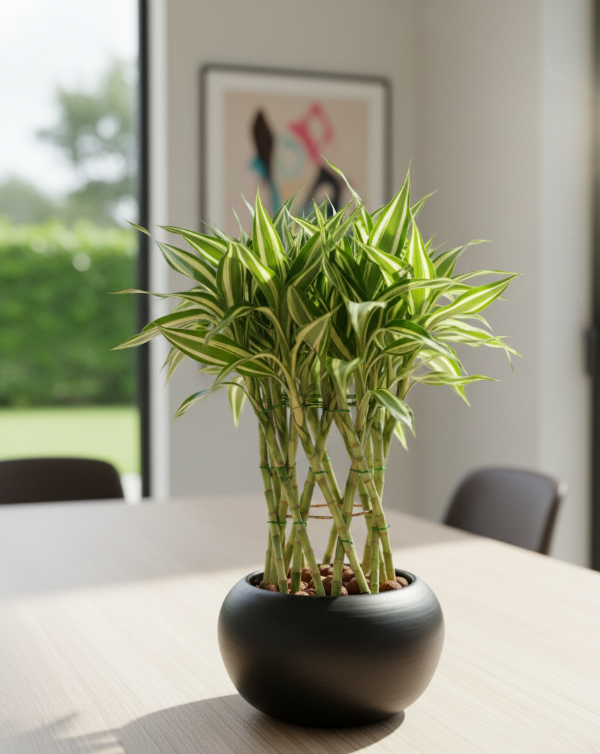 Lucky Bamboo Victory in Black Pot | #P-941 - Image 6