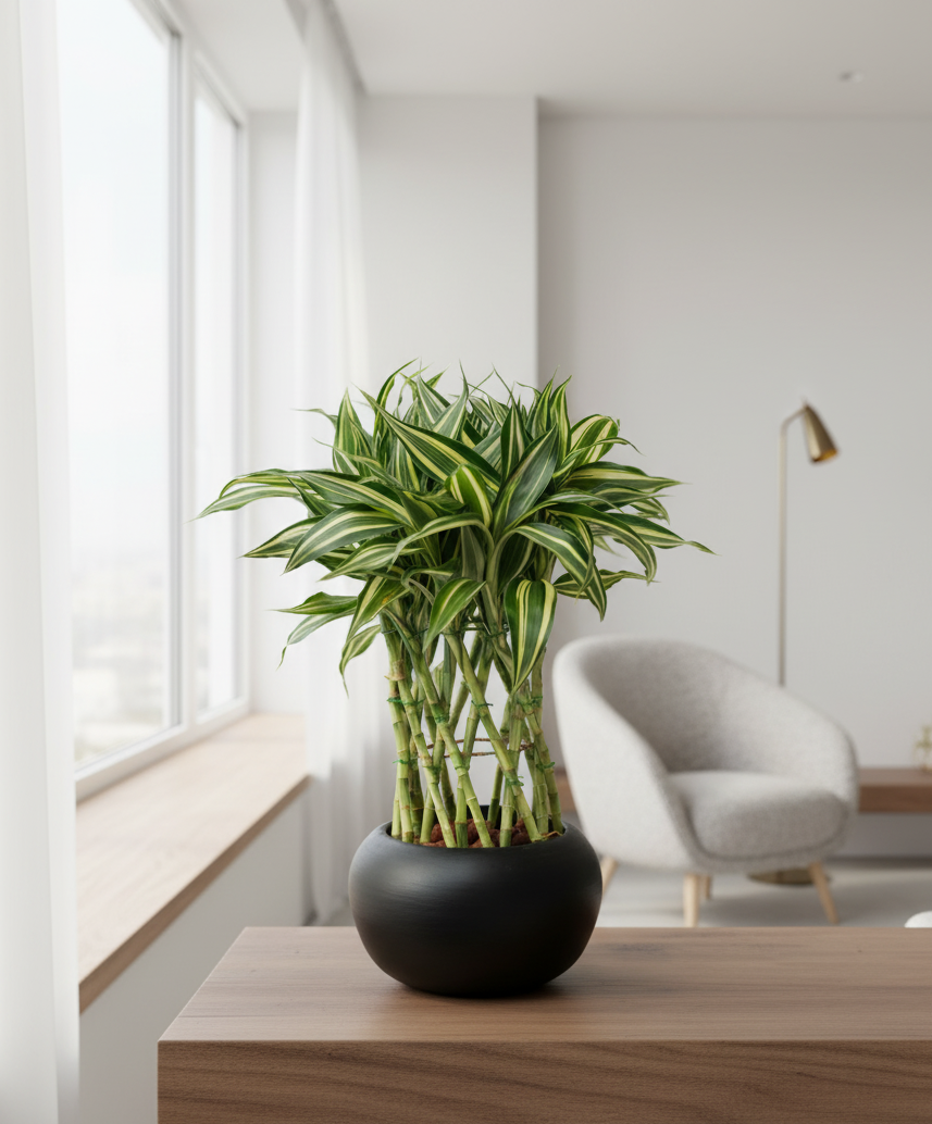 Lucky Bamboo Victory in Black Pot | #P-941 - Image 5