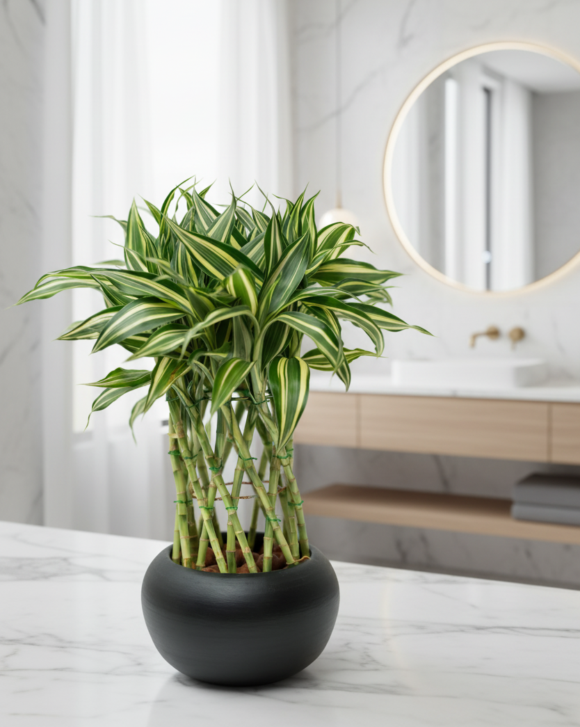 Lucky Bamboo Victory in Black Pot | #P-941 - Image 4