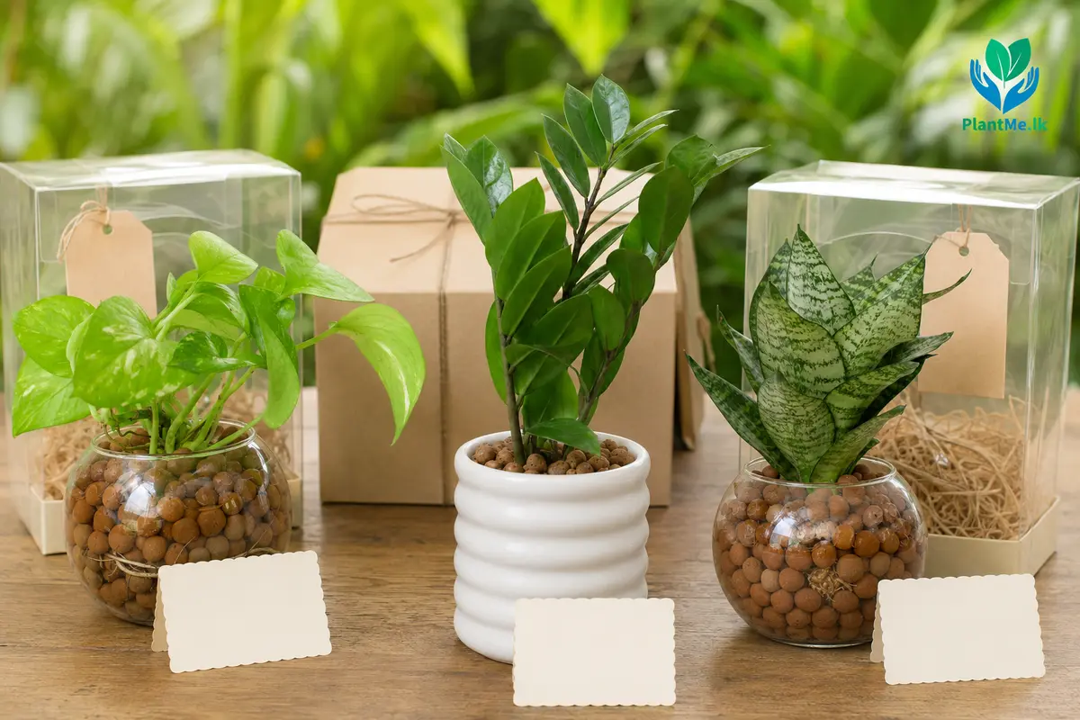 PlantMe plant gifts with cards tags and protective packaging