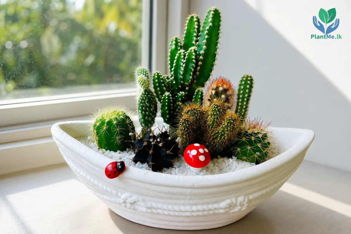 PlantMe cactus positioned in strong window light